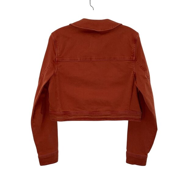 Boden Jean Jacket Women 8 Rust Earthy Cropped Pockets Button Up Boxy Denim - Picture 2 of 6